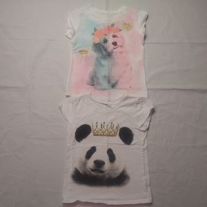 Girls Shirts 4T White Short Sleeve Dog Panda Tees 1989 Place & 365 Kids Brands